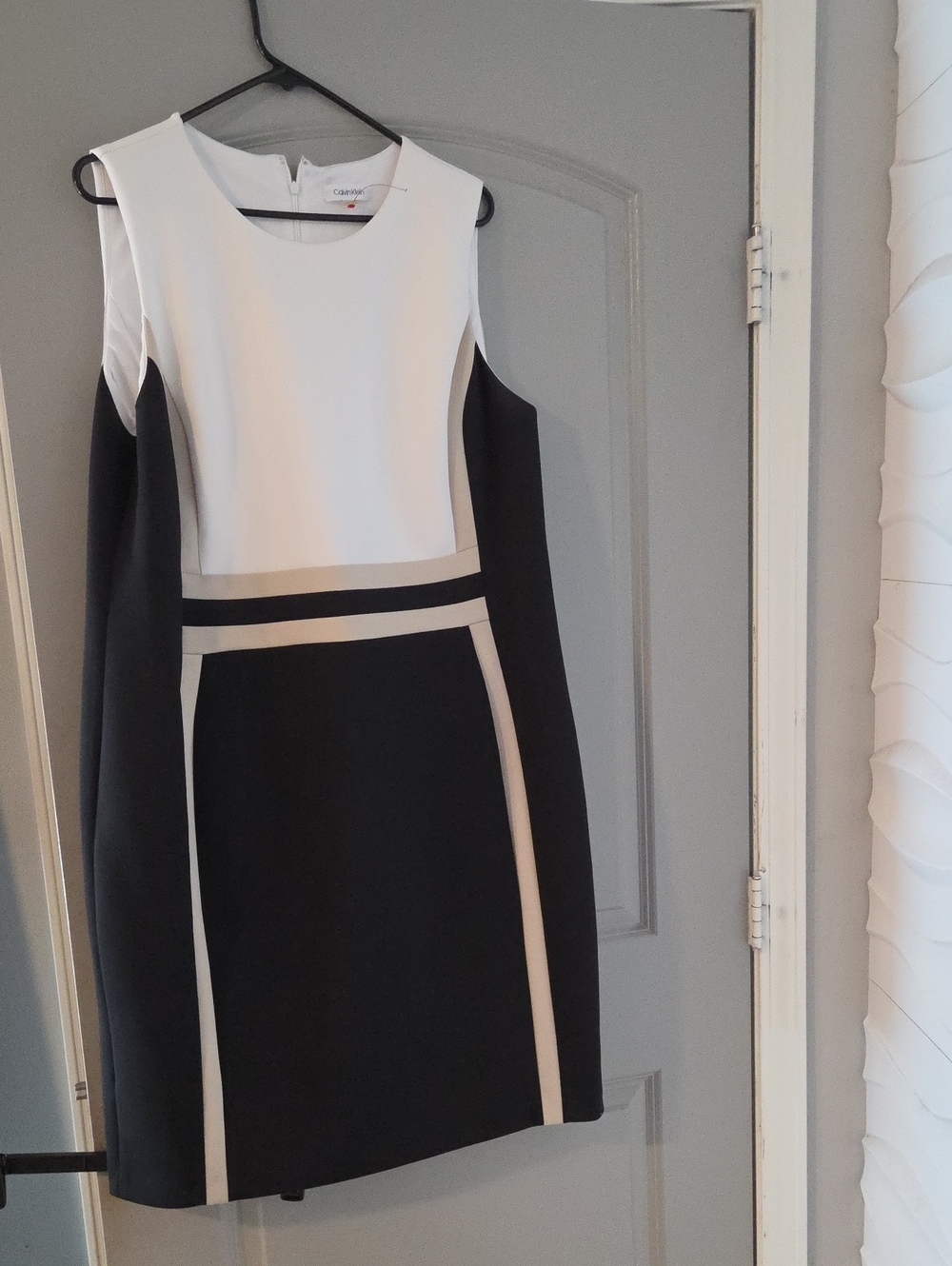 Calvin Klein Black and White Panel Sheath Dress